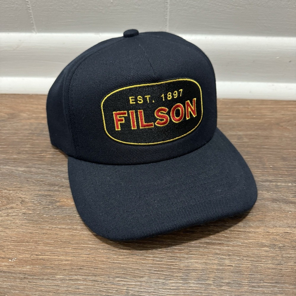 Filson Harvester SnapBack Logo Patch Logo Outdoor Unfailing Goods Navy